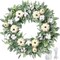 Outdoor Large Fall Door Eucalyptus Wreath with White Pumpkin,Thanksgiving Harvest Decorations,Home Porch Wall Decor